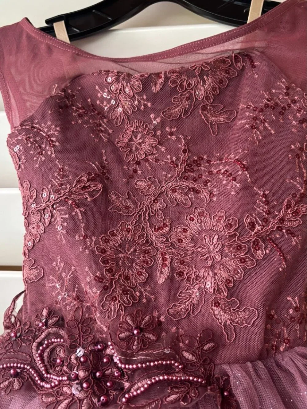 Sequin Lace Dance Costume Tutu Dress Mauve Dusty Rose Girls 5T